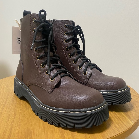 Sincerly Jules Shoes - Sincerely Jules Brown Harley Combat Boot NIB